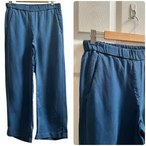 Diega Pantero Blue Linen Blend Pocket Pull On Elastic Waistband Pant Medium